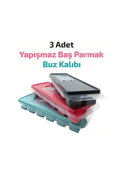 3 Adet Buz Kalıbı Buzluk Yapışmaz Baş Parmak Silikonlu Küp Silikon Diğer