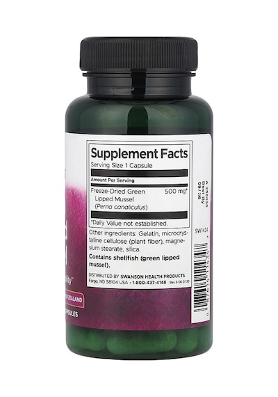 Swanson Vitamins, Green Lipped Mussel, 500 Mg, 60 Capsules