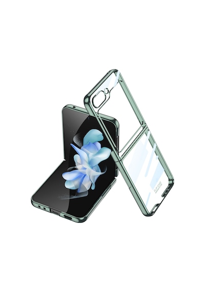 Samsung Uyumlu Galaxy Z Flip 5 Kılıf Zore Kıpta Lensli Kapak Koyu Yeşil