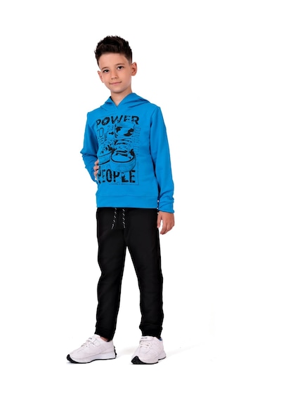 Mnk Baby & Kids Power Baskılı Kapşonlu Çocuk Eşofman Mnk0616 Mavi