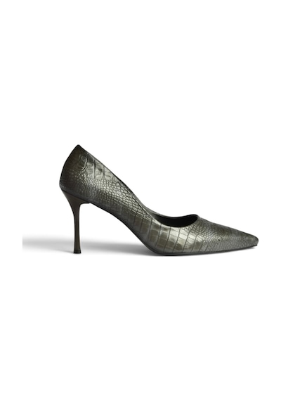 Fox Shoes Z676050011 Gri Kroko Baskılı İnce Topuklu Kadın Stiletto Ayakkabı