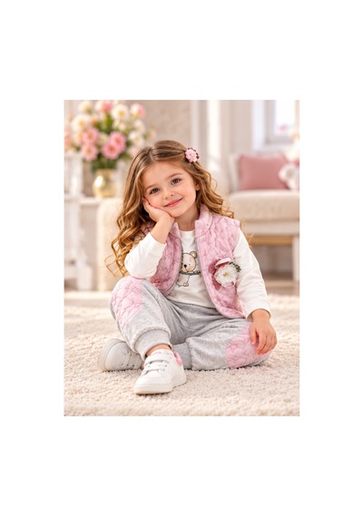 Messlife Yıldız Desenli 3 Parça Kız Çocuk Takımı Pembe - 929618188 Pembe