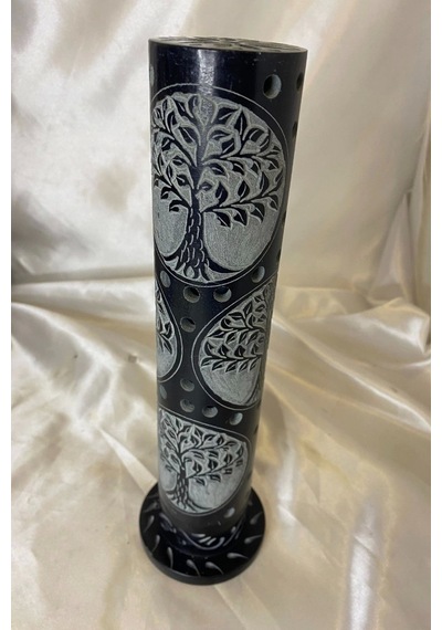 Yaşam Hayat Ağacı Hand Made El İşi Feng Shui Ejderha Yılı Doğal Obsidyen Taşı Çubuk Konik Tütsülük Kule