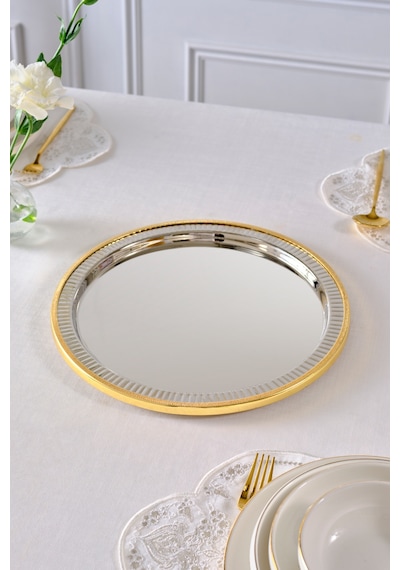 Karaca Ring Dekoratif Tepsi Supla Gold 33 Cm Altın