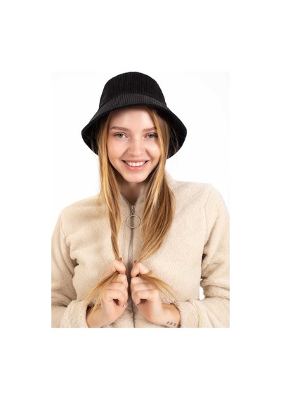 Ladycolor Şapka Kadife Bucket Siyah
