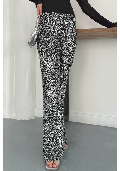 Verymoda Pullu Pantolon D2936 Gümüş