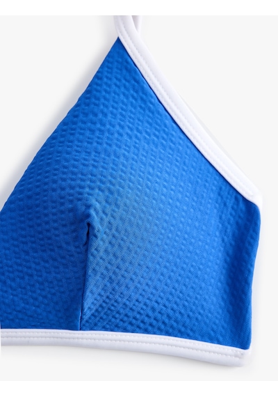 Koton Koton X Sibil Çetinkaya - Kontrast Detaylı Dokulu Kobalt Mavi Bralet Bikini Üstü Mavi 6sak10183mm