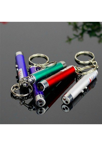 3 Fonksiyonlu Kırmızı Beyaz Işıklı Led Lazer Kedi Köpek Oyuncak Anahtarlık