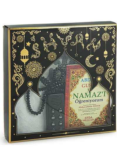 Oğlumun Sesli Namaz Öğretici Seccade Seti Gri