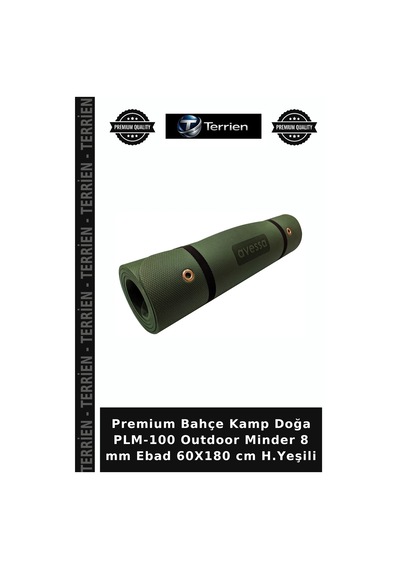 Premium Bahçe Kamp Doğa Plm-100 Outdoor Minder 8 Mm Ebad 60x180 Cm H.yeşili Yeşil
