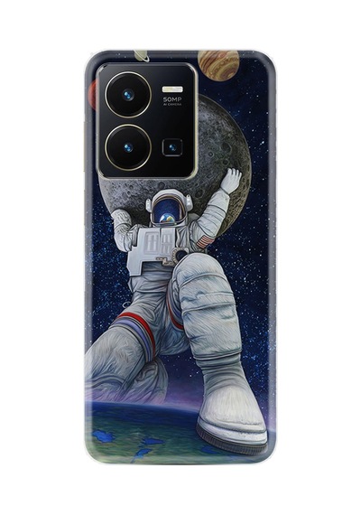 Vivo Y36 Kılıf Silikon Desen Özel Seri Astronot Ve Dünya 1759