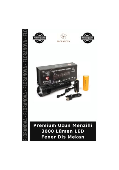 Premium Uzun Menzilli 3000 Lümen Led Fener Dis Mekan Çok Renkli
