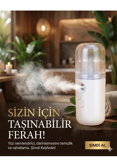 Hubrendy Çer Şarjlı Mini Yüz Nemlendirici Dezenfektan Cihazı Mist Sprayer