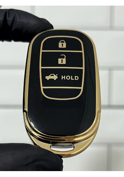 Yeni Honda Civic Crv Hrv Accord Uyumlu Smart Nano Anahtar Kılıfı Siyah - Gold