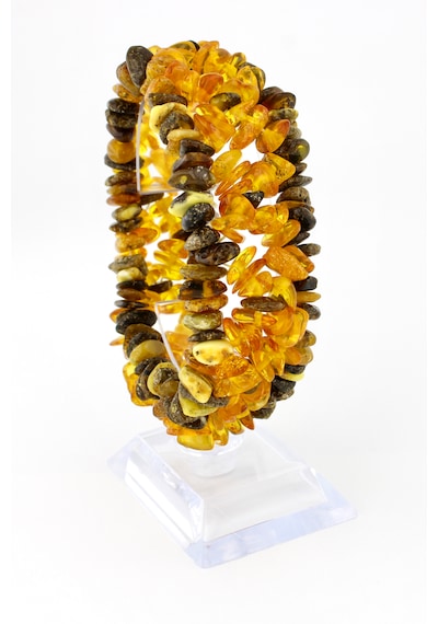 Kehribar Bileklik Amorf Tasarım Ambergold Blk23-119 Çok Renkli