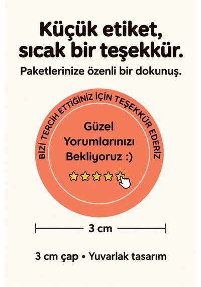 Teşekkür Sticker Etiketi 35 Adet Yuvarlak Etiket Paket & Kargo İçin Çok Renkli
