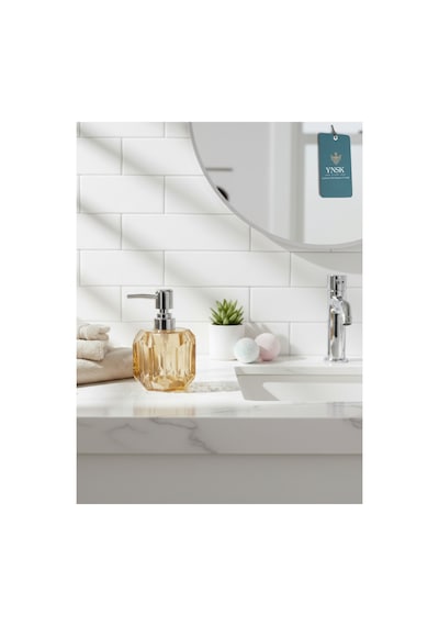 Chacha Home Luxury Glamour Shadow Geometrik Kristal Tasarım Akrilik Sıvı El Sabunu Şişesi, Banyo Aksesuarı Bal