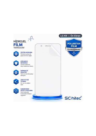 Schitec Lg K9 Uyumlu Ön Yüzey Nano Şeffaf Hidrojel Ekran Koruyucu