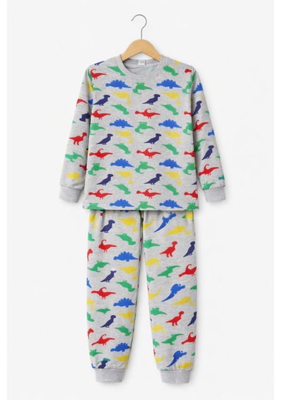 Free Beka Sevimli Dinazor Desenli Bisiklet Yaka Çocuk Uzun Kollu Pamuklu Alt Üst Pijama Takımı Gri Free Beka Sevimli Dinazor Desenli Bisiklet Yaka Çocuk Uzun Kollu Pamuklu Alt Üst Pijama Takımı Gri