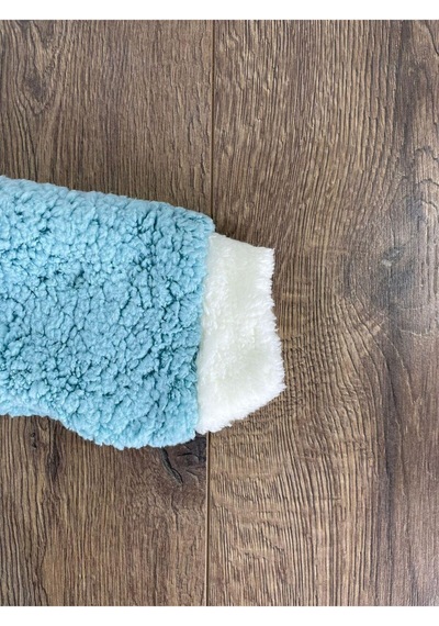 Bebicix Çift Kat Wellsoft Kürklü Tavşan Kulak Unisex Kışlık Bebek Tulum Mavi