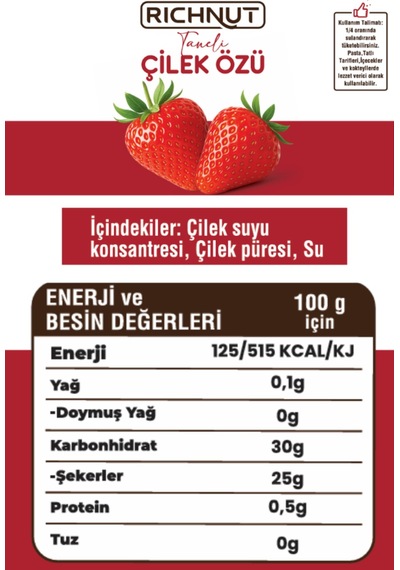 Çilek Özü Şekersiz, Katkısız Ve Doğal