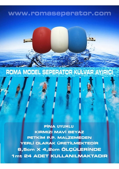 havuz kulvar top roma model seperator 1mt 24 top 8mm halat dahil