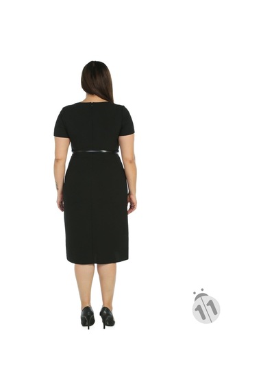 4084Ssm-Nidya Moda Büyük Beden Elbise Biyelikrep Siyah