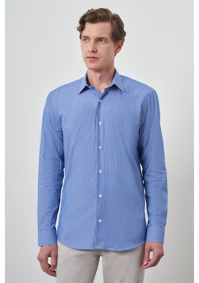 Morven Erkek Mavi Pamuk Trend Slim Fit Sert Yaka Gömlek 25mc004056300 Mavi Mavi