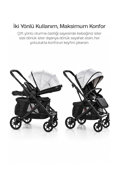 Justie Pet 2'si 1 Arada Bebek Arabası Ve Kedi & Köpek Arabası Siyah 92x56x102 Cm