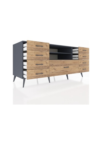 Kronos Konsol 2 Raflı 9 Çekmeceli 176x59x83 Antrasit-antrasit/çam Antrasit/çam Kronos Konsol 2 Raflı 9 Çekmeceli 176x59x83 Antrasit-antrasit/çam Antrasit/çam