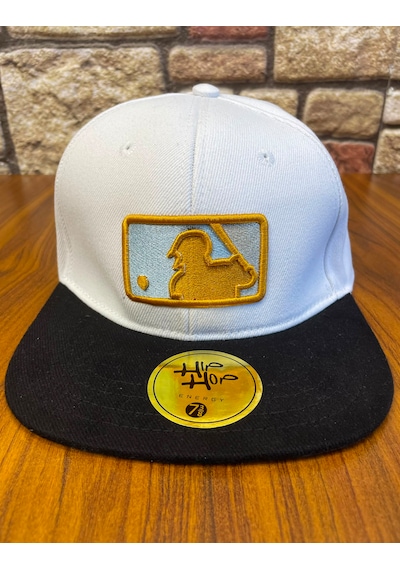 Hamze Mlb Nakış Hip Hop Snapback Rapper Basket Beyzbol Cap Şapka Beyaz - Siyah