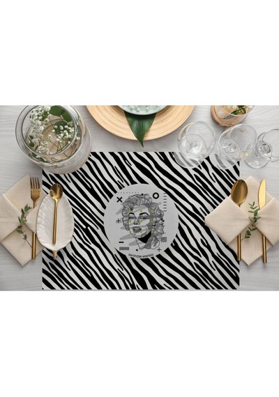 Iconic People Kumaş Amerikan Servis 4'lü Set 35x50cm Keten Kumaş Ulusl.yıkama Ve Solmama Sertifikası Çok Renkli