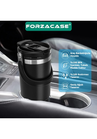 Forzacase 900 Ml Paslanmaz Çelik Pipetli Ve Kilit Kapaklı Kulplu Termos 6 Saat Sıcak/soğuk - Fc1180 Pembe