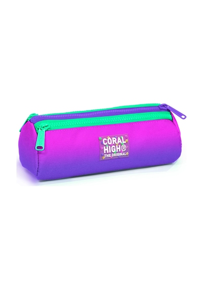 Coral High Kids Pembe Mor Renk Geçişli Üç Bölmeli Kalem Çantası 22062