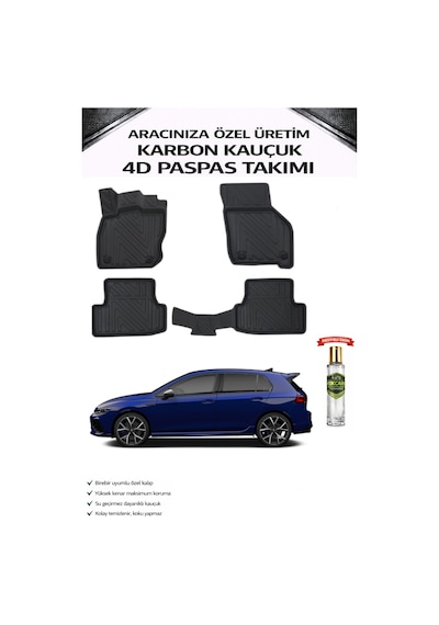 Volkswagen Golf 8 Manuel 2020 Model Aracınıza Özel Karbon Kauçuk Paspas Takımı