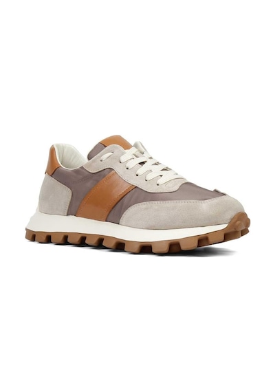 Erkek Bej Taba Bağcıklı Kalın Tabanlı Süet Deri Sneaker