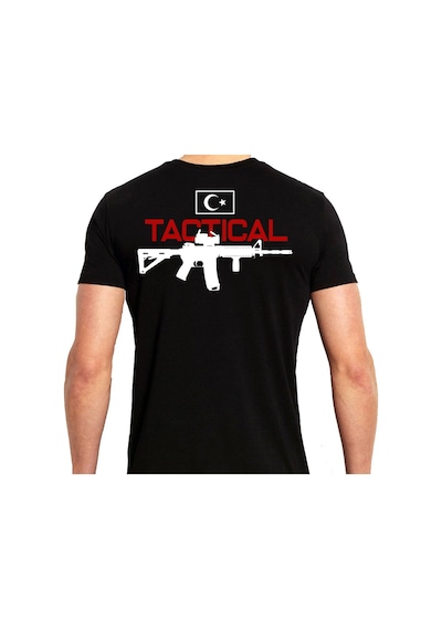 Alfa Giyim Tactical Silah Baskılı Tişört Siyah