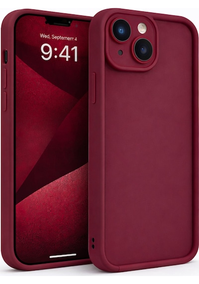 Apple Uyumlu iPhone 15 Kamera Çıkıntılı Mat Silikon Telefon Kılıfı Bordo