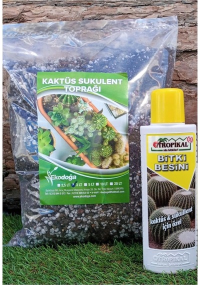 3'lü Set Kaktüs Besini 225 Ml+ 3 Lt Toprağı+ 0 55 Petrol Yeşil Saksısı Sıvı Gübresi Diğer