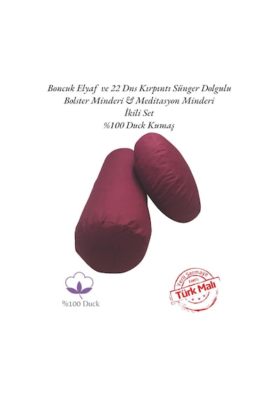 Remege Meditasyon Minderi & Bolster Minderi İkili Set Bordo Br3