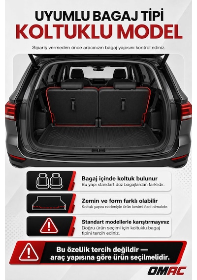Renault Kangoo Combi Expression 2008-2010 Uyumlu Araca Özel Kauçuk Bagaj Havuzu Siyah Koltuklu İçin
