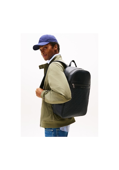 Tommy Hilfiger Th Monogram Backpack Erkek Siyah Çanta - Am0am13490