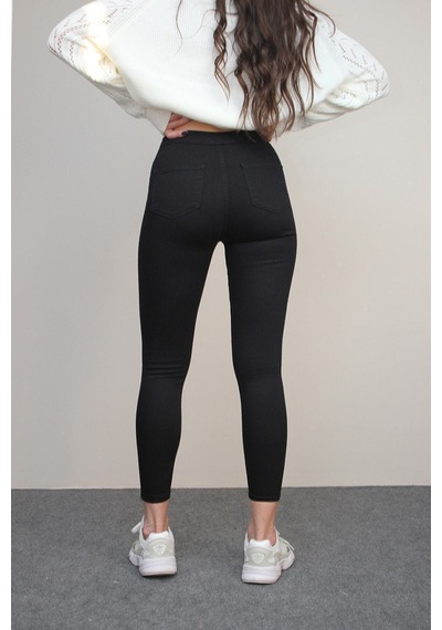 Kadın Siyah Solmayan Yüksel Bel Likralı Toparlayıcı Skinny Jeans Pantalon