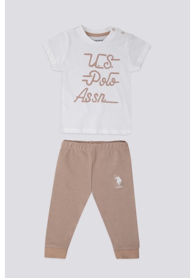U.S. Polo Assn. Kız Bebek Krem 2'li Takım Krem