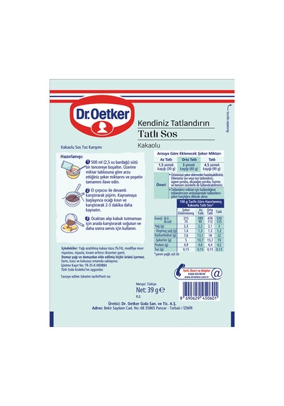 Dr.oetker Kendiniz Tatlandırın Tatlı Sos Kakaolu 39 G X 3 Adet - 815100760