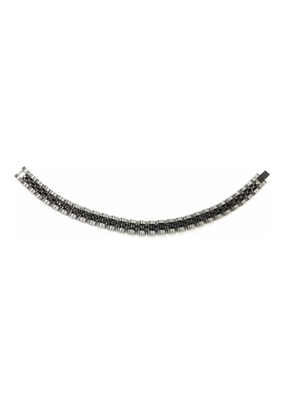 Rodyum-siyah Çelik Erkek Çelik Bileklik Boy 21.5 Cm / En 1.0 Cm - Ebl0046