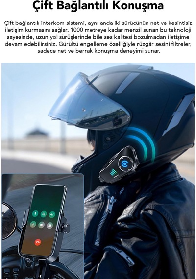 Q28 5.3 Bluetooth Kameralı Intercom - 1500 Mah Su Geçirmez Kask İçi Motosiklet Kulaklık