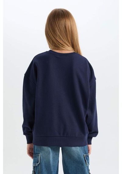 DeFacto Kız Çocuk Relax Fit Bisiklet Yaka Baskılı Sweatshirt D6626A824AUNV251 Lacivert DeFacto Kız Çocuk Relax Fit Bisiklet Yaka Baskılı Sweatshirt D6626A824AUNV251 Lacivert