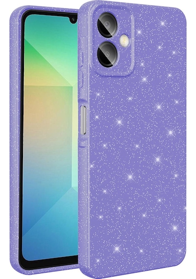 Galaxy Uyumlu A07 Kılıf Kamera Korumalı Simli Lüks Sys Koton Kapak - Mor Mor