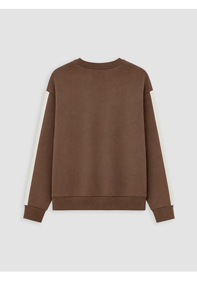 Lcw Everyday Kahverengi Şeritli Soft Touch Kadın Sweatshirt